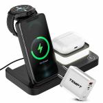 TEMPT Lumina Wireless Charger With Lamp, 15W max output, Mobile Chargers 4 in 1 Magnetic Mag-Safe Charger | Compatible with iPhone 14/13/12/12 Pro Max/ 12 Mini, Airpods3/Pro, iWatch Series 7/6/5/4