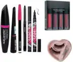 KA CAYLA Beauzy Eye and Lips Makeup Combo 5 Includes 3in1 Mascara, 36H Pen black eyeliner, Black Kajal, 4in1 Matte Liquid Lipsticks (5 Items in the set)