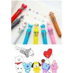 Silly Panda 10-in-1 Pens for Kids Multi-color Ballpoint Pen K-Pop Cartoon For School Office Student Supply Random Set of 2