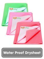 OYO BABY Baby Dry Sheet Waterproof Fleece Reusable Baby Bed Protector Pack of 3 Dry Sheet (Medium 100 x 70 cm) Salmon Rose, Pink & Light Green
