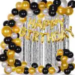 Party Propz Multicolor Rubber Birthday Decoration Kit Foil Curtain, Metallic Balloons, Foil Balloon Set