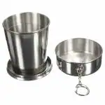 4tens Stainless Steel Folding Glass for Outdoor Travel Camping Hiking Drinking Mug Shot Glass