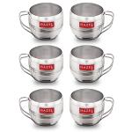 HAZEL Stainless Steel Tea Cup | Steel Unbreakable Chai Tea Coffee Cup Mug Latest Design Capacity 170ml Each, Set of 6, Silver