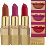 Perpaa Matte Rust Brown, Matte Magenta, Matte Apple Red Lipstick (Pack Of 3)