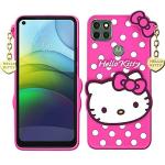 UNILORD Moto G9 Power Pink Rubber Screen Protector 3D Cute Hello Kitty Back Case Cover
