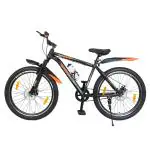 Addo India 26inch Speed X Matt Black Bicycle, Steel Frame with Suspension Frok, Double Disc with Mega Hub Brake, Ideal For 13 years above, Tyre Size 26 x 2.35