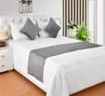 HOMADORN Premium Velvet Quilted Set of Bed Runner (16 x 96 inches) & 2 Cushion Covers (16 x 16 inches) Combo Set