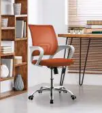 Finch Fox Low Back Royal Ergonomic White Body Desk Mesh Office Chair in Orange Color