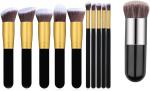 Bingeable Multicolor Foundation Brush Make Up Brushes Natural Bamboo Professional Makeup Set Blending Tool Cosmetic Kits (Set Of 10)