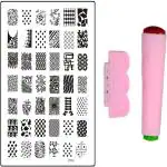 Royalkart Nail Art Stamping Jumbo Image Plate D.I.Y. With Double-Sided Stamper & Scraper