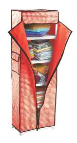 Nayasa Red Plastic 5 Shelves Wardrobe ,MODULAR WARDROBE