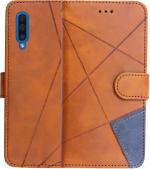 SUPER ME Samsung A50 Brown Leather Dual Protection Flip Cover