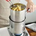 KAVYANSH 1 pcs Stainless Steel Deep Fryer Pot with Detachable Oil Filter Basket | Deep Frying Strainer and Oil Basket | Deep Frying Pot With Oil Stainer Basket | Long Handle Mini Deep Oil Fryer | 1200 ML Oil Frying Pot | Stainless Steel Deep Frying Pot