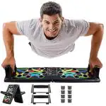 Shopeleven Push Up Board, 14 in 1 Body Building Push Up Rack Board, Foldable, Fitness Equipment For Home, Chest Muscle, Arm Muscle, Multi-Function Push-Ups, Carbon Fiber, Multi-colour, For Men/Women