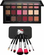 SMIETRZ Mini Pink Makeup Brush (Pack of 7) & Colours matte Textured Eyeshadow palette (Pack of 8)