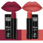 PERPAA Creamy Matte Lipstick Combo Set Of 2 Bright Long Stay Intense Color 3.5gm Each|Candy Pink,Velvet Orange