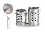 Urban Buy Aluminium Tadka Pan With Stainless Steel Twin Cutlery Holder and Multicolour, Pack of 2