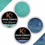 KINDED Sea Green and Smokey Blue Powder Loose Shimmer Glitter Eyeshadow for Women - Pack of 2, Each Pack 3 g