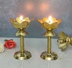 Vowgifty Brass Kamal Stand Diya| Diwali Deep| Pooja Articles| Hight 5 Inches| Set Of 2