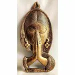 Akriti Brass Art Wares Welcome Namaste Lady Metal Hanging Religious Metal Wall Decor Showpiece Hanging Entrance Gate Decor (14 x 2 x 28 cm, Antique)