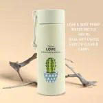 DealGuru Cactus Water Bottle-Cactus Love Water Bottle,Print Glass Water Bottle with Food grade Plastic - 450 ml,Leak Proof,School,College,Travel,Easy to carry(Multi Colir,Pack Of 1)