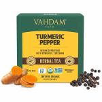 VAHDAM, Turmeric Pepper Herbal Tea- 15 Tea Bags | Natural Ingredients | Health Benefits of Active Turmeric + Pepper + Cardamom + Cloves | Low Caffeine Herbal Detox Tea Blend | Anti-Inflammatory |Green tea for weight loss