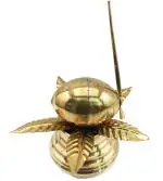 Real Craft Gold Brass Mangal Kalash With Nariyal And Leafs