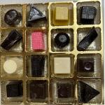 Razzle Dazzle 16pcs Mixed chocolate Bonbon Box. Dark, Milk, White, Strawberry, Mango flavoured chocolate Bonbon