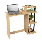 Kawachi Wooden Laptop Study Table Computer Desk Bookshelf, Printer Files Shelves Intel Beige