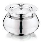 Mukti Stainless Steel Food Storage Handis & Cooking Pots|Curry Pots, Gravy, Rice Patilas, Biryani Kadhai & Topes|Zaika Handi with Lid|3000ml x 1pc