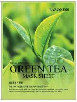 Baroness Green Tea Sheet Mask (pack of 5) Sheet Mask Korean Formula with Real Extracts Natural Serum