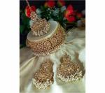 Gyaan Jewels Handmade Gold Plated Brass Earring and Necklace Set Gold (Women, Girls) Free Size