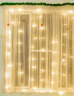 SpecialYou.in Pack of 10 Backdrop Decoration for Christmas Decorations Items DIY Kit with Fawn Chiffon Like Backdrop Cloth, Ornaments, Green Tinsel and Fairy Light for Home, Wall, Window Decor Incomplete