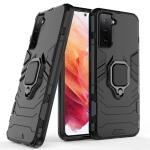 TRIFTY Black Plastic Heavy Duty Shockproof Armor Kickstand Back Case Cover with Ring Holder for Samsung Galaxy S21|MOBILE COVER|COVER|BACK COVER|MOBILE CASE|FLIP COVER
