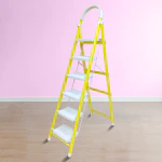 TNT The Next Trend 6 Step Steel Step-Ladder for Home | Heavy Duty Foldable Ladder with Wide Ant-Slip Steps and Anti-Skid Shoes - Yellow