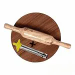 BUYER BROSS Wooden Chakla Belan Rolling Pin Board, Roti Maker with Stainless Steel Durable Gas Lighter for Kitchen Stove (Multicolor)