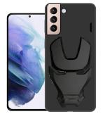 Shining Zon 3D Feel Marvel Avenger Logo Mask Soft Rugged Grip Iron Man Rubber Matte Back Cover for Samsung Galaxy S21 Plus- Black