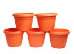 Harshdeep Orange Plastic Bello Planter Balcony Terrace Garden Round Flower Pot