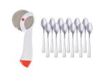 First Front Stainless Steel Apex Pizza Cutter With Stainless Steel 12 Pcs Coffee Spoon Set and, Multicolour, Pack of 2 l Kitchen Tools l Essential Kitchen Tools l Tools l Kitchen l Utensils l Stainless Steel Tools l Steel Kitchen Tools l Metal Tools
