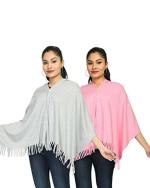 nene Breastfeeding Multi Purpose Scarf The Jersey Cotton Nursing Shawl, Breathable Breastfeeding Cover- Pack of 2 Large Size 180cmX55cm (Grey-Lightpink)