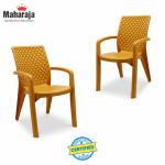 MAHARAJA Sony Home, Office & Restaurant Plastic Outdoor Chair  (Amber Gold, Set of 2, Pre-assembled)