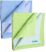 Newnik Cozymat Bed Protector for New Born, Old Age & New Moms SkyBlue + Lemon Green (Large (140cm x 100cm)