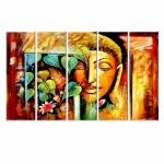KUBE Lord Buddha Art Wall Painting 7 mm MDF Sparkal Lamination Full HD Print for Decoration Painting (Set of 5) (9.5 Inches X 30 Inches)| Multicolour