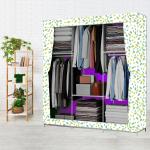 BE MODERN 6 Shelves Leaf Print Carbon Steel Collapsible Wardrobe (Finish Color -25_GREEN, DIY(Do-It-Yourself))