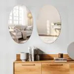 WallWear Self Adhesive Plastic Oval Mirror for Wall Stickers (30x20) cm Frameless Flexible Mirror for Bathroom | Bedroom | Living Room (KW| 2 Combo Oval) Mirror Wall Decor
