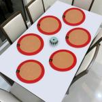 ROUSN Jute/Cotton Round Trivet Reversible Table Place Mat for Casserole , Plate , Pan , Tray , Bowl , Vase , Decorative Sculptures,12 INCHES X 12 INCHES (REDCARPET-12INCHS-PACKOF6)