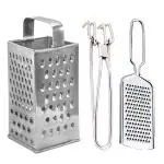 JISUN Stainless Steel (Pack of 2) Grater & Pakkad for Kitchen Tool Set