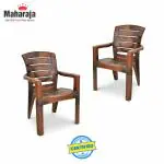 MAHARAJA Singham 101 Home, Office & Restaurant Plastic Outdoor Chair  (Teakwood, Set of 2, Pre-assembled)