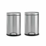 OPR Stainless Steel Plain Pedal Dustbin with Lid | Trash Can, Round Shape Dustbin for Bathroom, Home, Kitchen, washrooms, Room and Office- Pack of 2 (20 Litre)