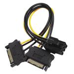 AdzMozi CableDual Sata 15 Pin Male to 6 Pin PCI Express Power Supply PCI E Graphics Video Card Power Cable 19cm